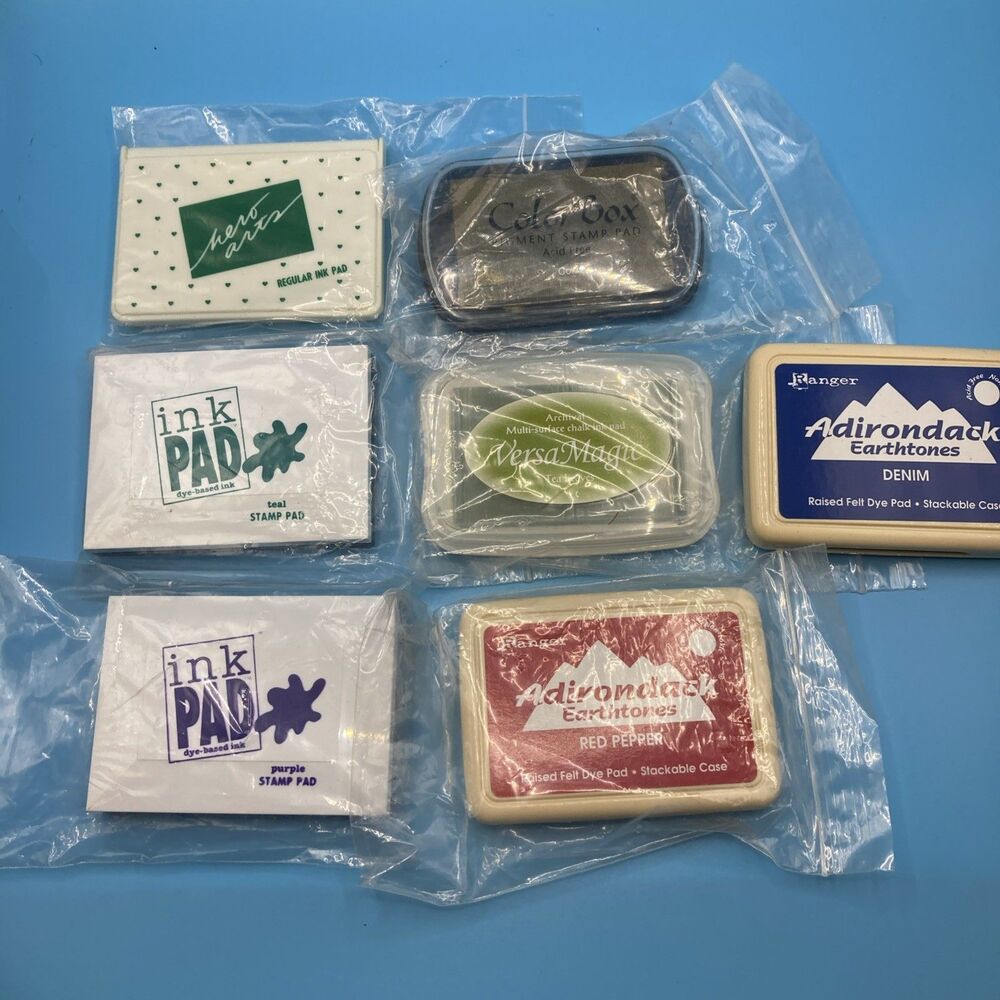 Lot Of 7 Mixed Brand/Colors Ink Stamp Pads Used